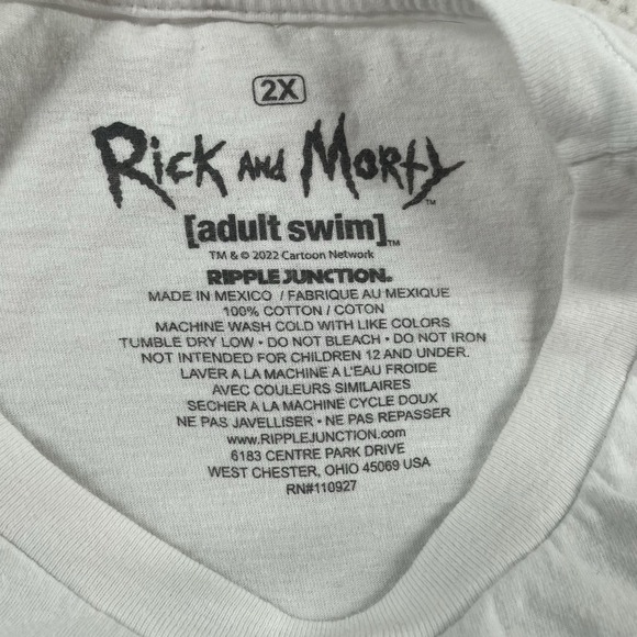 Rick and Morty Graphic Tee Wubba Lubba Dub-Dub Adult Swim White 2XL‎ - Picture 3 of 5